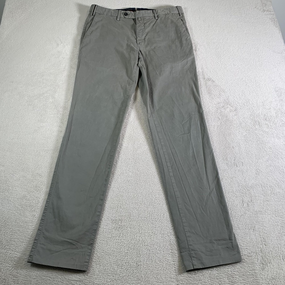 PT01 Welton Academy Pants Mens 48(32x32) Gray Stretch Chino Casual Straight FLAW